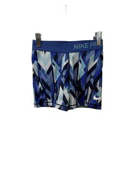 Nike Pro Dri-FIT Womens Compression Shorts Blue Geometric Medium